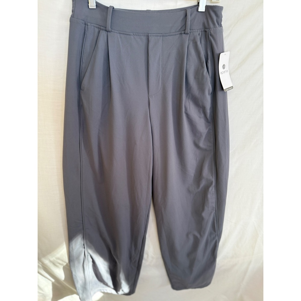 Apana Yoga Lifestyle Gray Pleated Tapered Pants Women Medium NWT High Rise